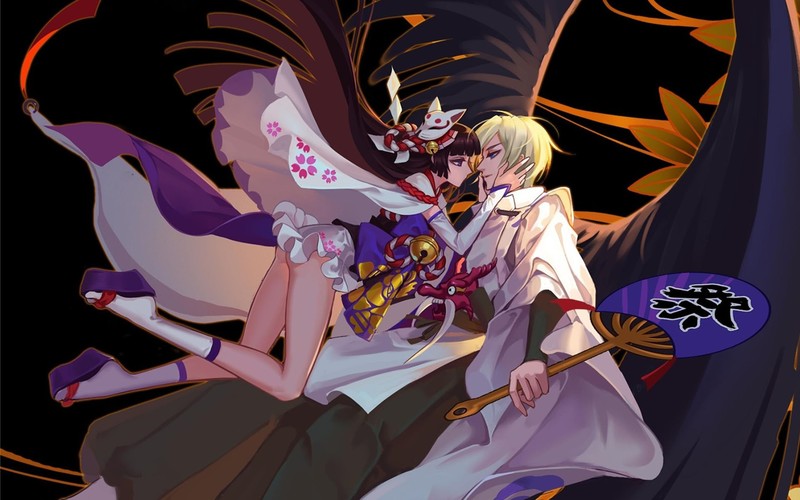 Onmyoji, kimono, anime girls, ass, anime boys