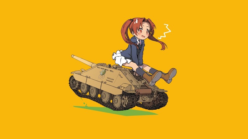 Girls und Panzer, Kadotani Anzu, anime girls, anime, simple background