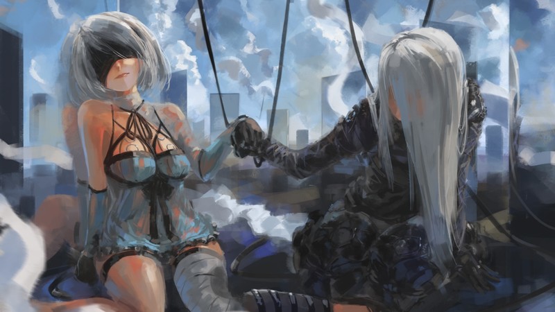 video games, NieR, Nier: Automata, 2B (Nier: Automata), thighs
