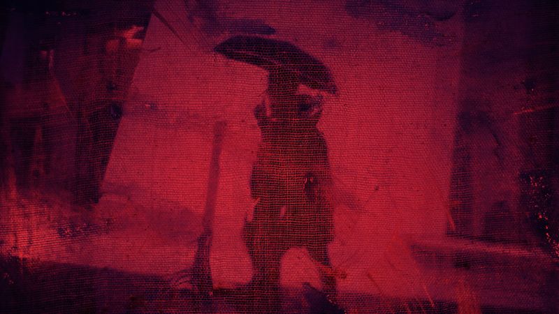 canvas, silhouette, dark, red, abstraction, 4k