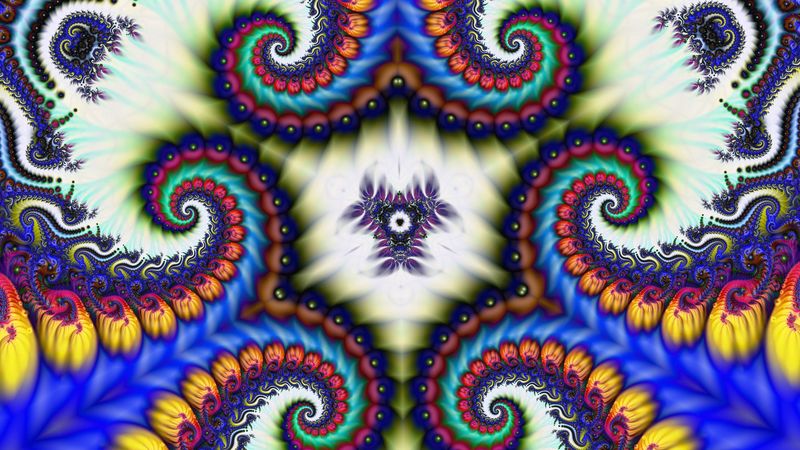 fractal, kaleidoscope, colorful, twisted, abstraction, 4k