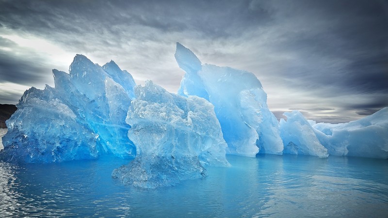 landscape, sea, water, ice, iceberg