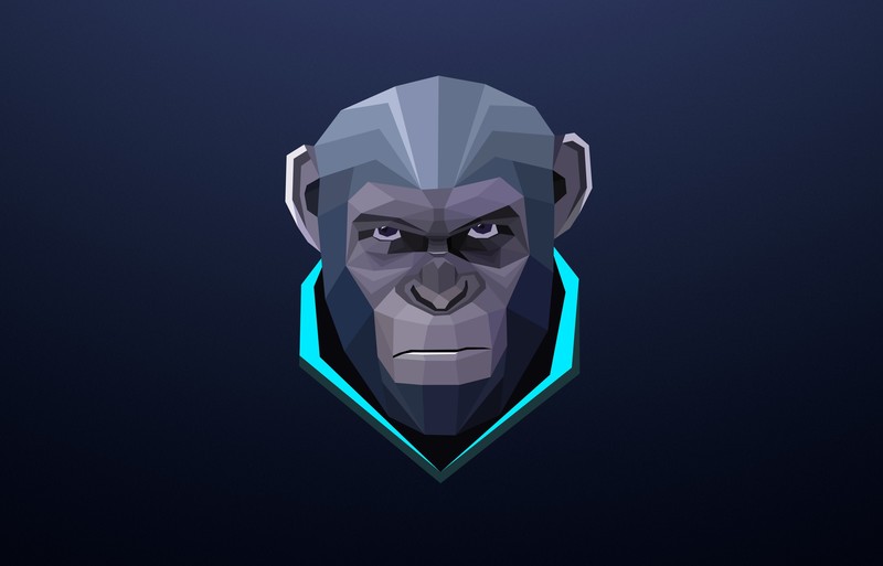 Dawn of the Planet of the Apes, abstract, apes, blue, dark, digital art, monkey, animals, minimalism, byrotek, cyan