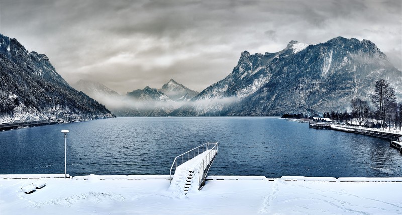 nature, water, snow, trees