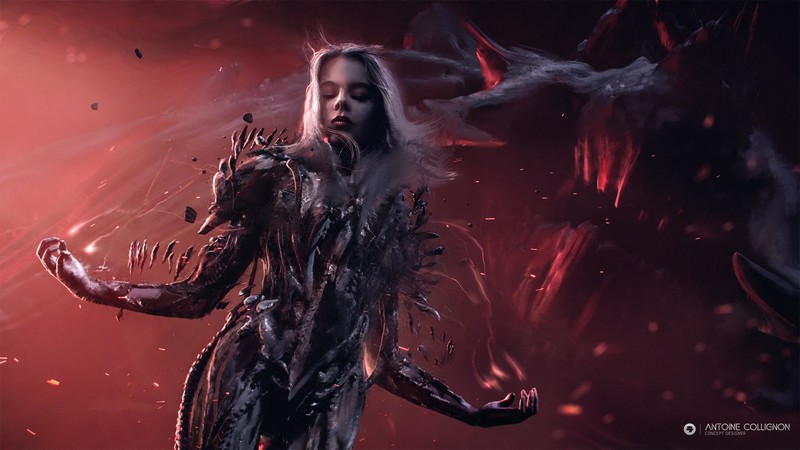 digital art, women, fantasy art, smoke, futuristic, Antoine Collignon, dark fantasy, fantasy girl