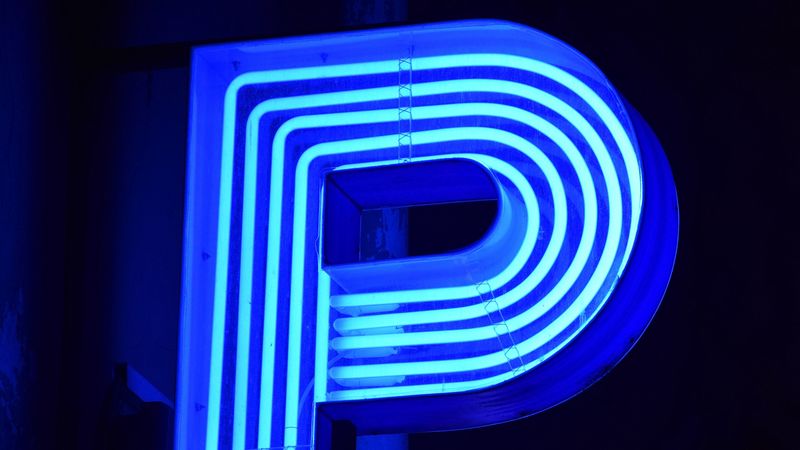 neon, sign, letter, glow, blue, 4k