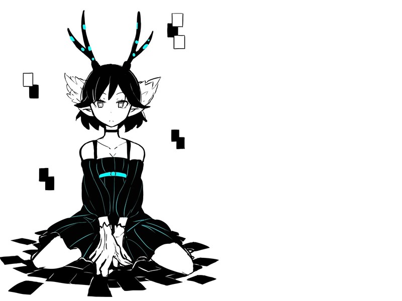 anime girls, C: The Money of Soul and Possibility Control, anime, kneeling, white background
