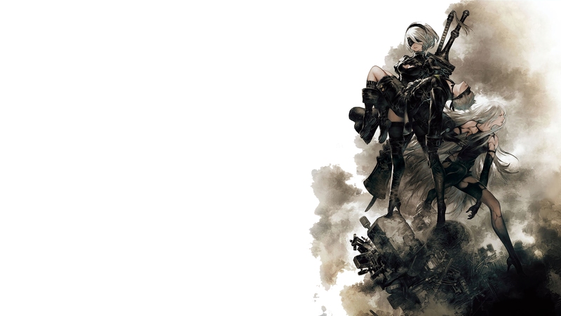 video games, 2B, thigh-highs, 9S, Nier: Automata, NieR, artwork, digital art, A2 (Nier: Automata), 2B (Nier: Automata), 9S (Nier: Automata)