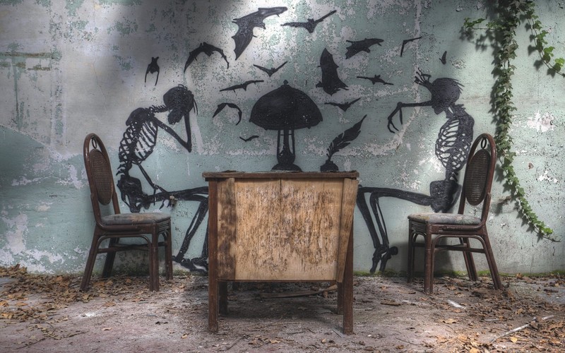 room, shadow, skeleton