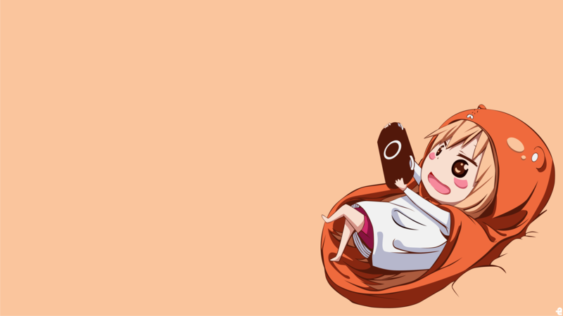 Himouto! Umaru-chan, anime girls, Doma Umaru, minimalism, chibi, blond hair, simple background, DeviantArt, white t-shirt