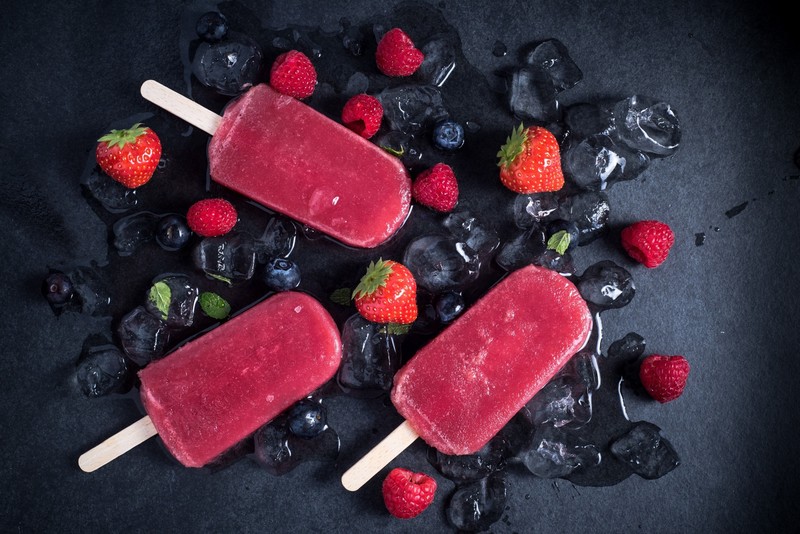 popsicle, colorful, fruit, ice, strawberries, food