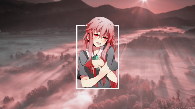 Mirai Nikki, Gasai Yuno, anime, anime girls, picture-in-picture