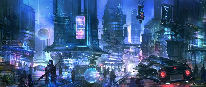 science fiction, cyberpunk, cyber, digital art
