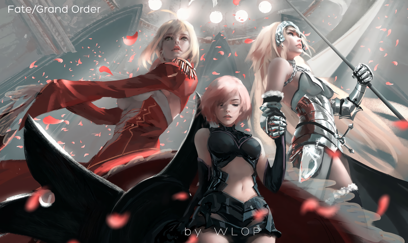 anime girls, Fate/Grand Order, Mash Kyrielight, WLOP, Nero Claudius, Jeanne dArc, Fate Series, Shielder (Fate/Grand Order)