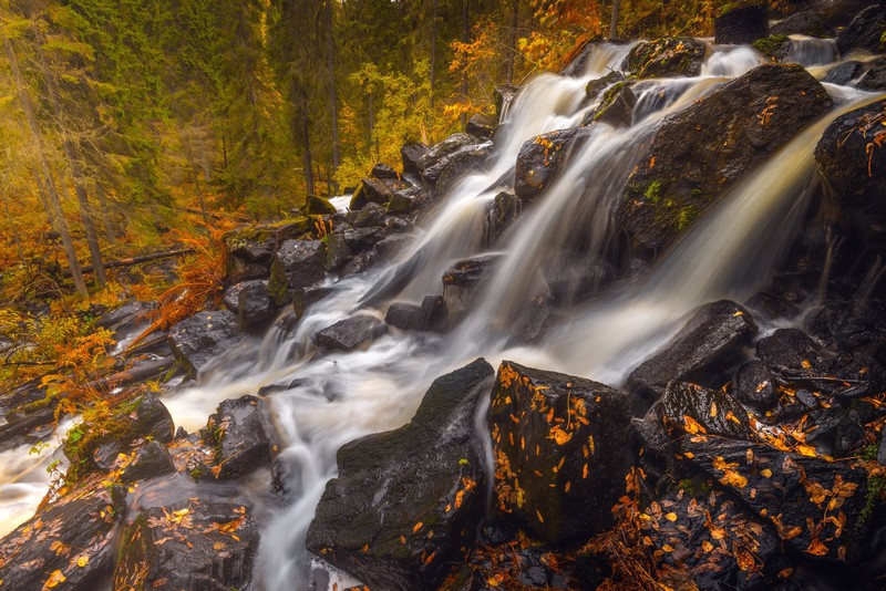 water, waterfall, nature, stones