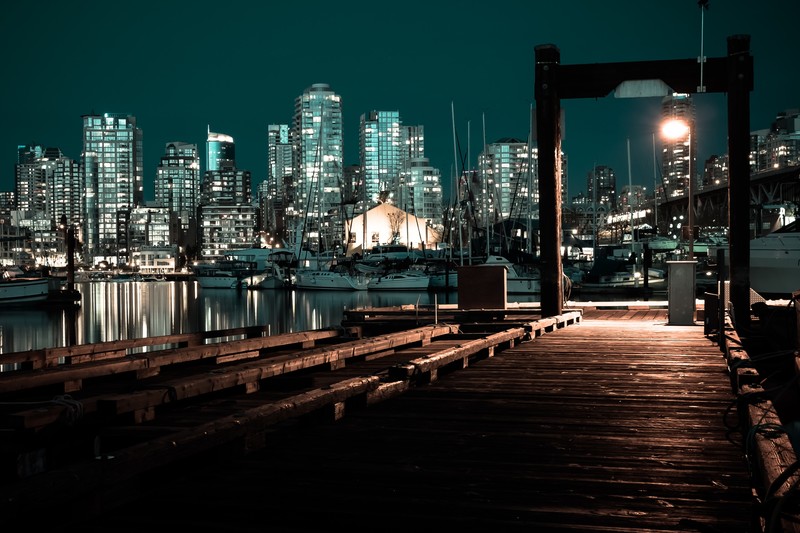 pier, night, cityscape