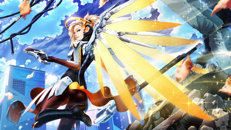 Overwatch, video games, Mercy (Overwatch), digital art