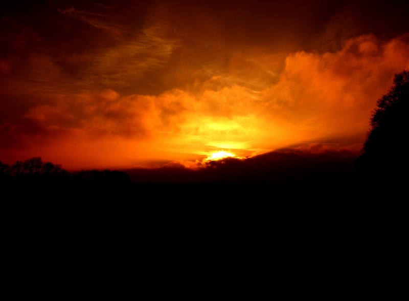 photography, landscape, sunset, clouds, shades, sky