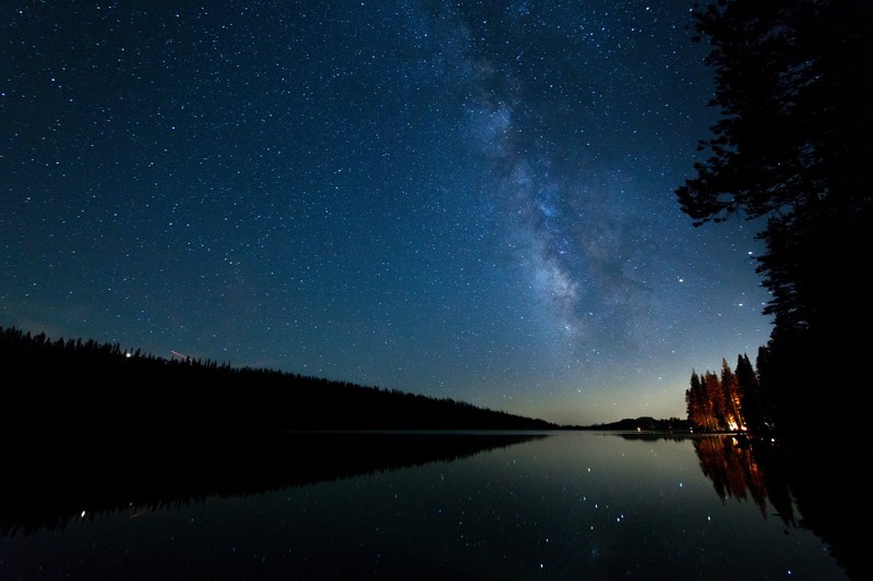 night, night sky, lake