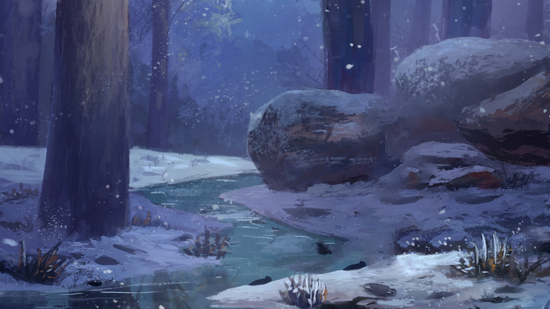 winter, snow, artwork