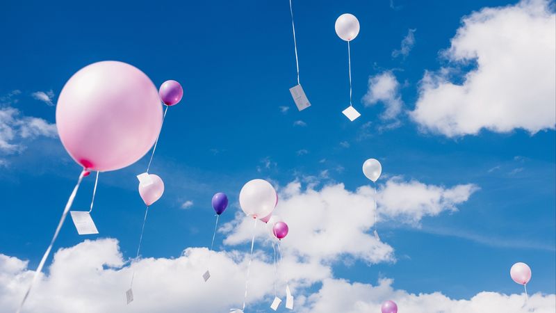 balloons, sky, clouds, flight, height, 4k