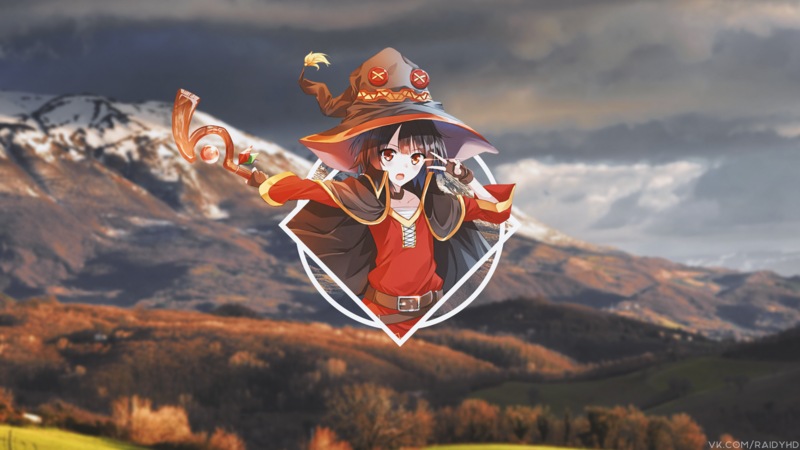 anime, anime girls, picture-in-picture, Megumin