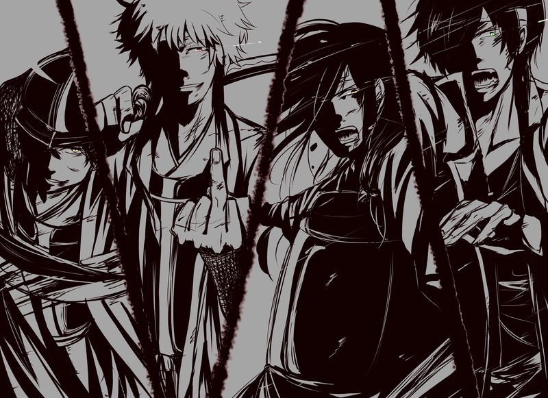Gintama, anime boys, Sakata Gintoki, Katsura Kotarou, Takasugi Shinsuke, Tatsuma Sakamoto