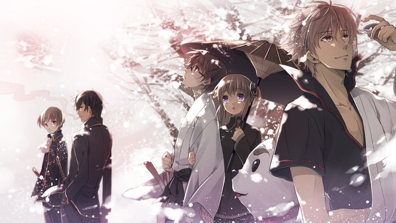 Gintama, Sakata Gintoki, Kagura (Gintama), Shimura Shinpachi, Hijikata Toushirou, Okita Sougo, Sadaharu