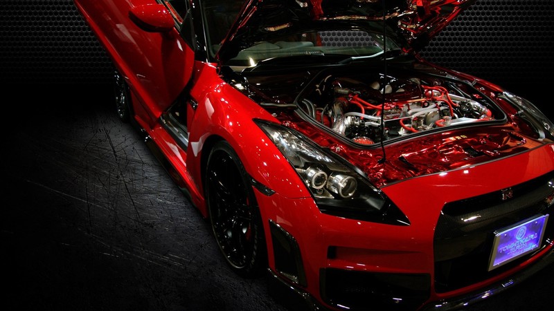Nissan GTR, Nissan, car, vehicle, red cars, engines