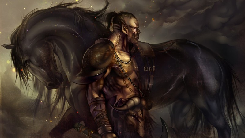 digital art, warrior, fantasy art, Orc, horse