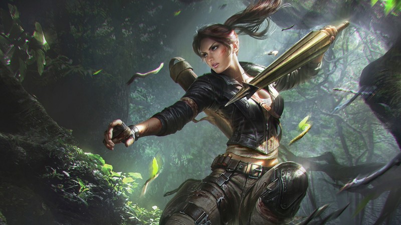 digital art, women, Lara Croft, Tomb Raider, ponytail, video games