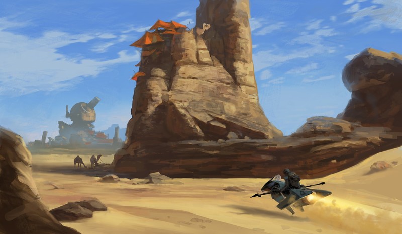 digital art, desert, futuristic, science fiction, landscape