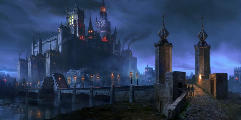 digital art, city, fantasy city, fantasy art, night, artwork