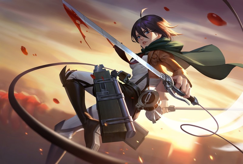 Shingeki no Kyojin, warrior, sword, Mikasa Ackerman