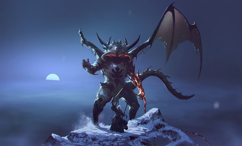 fantasy art, magic, Balrog, Gandalf, The Lord of the Rings