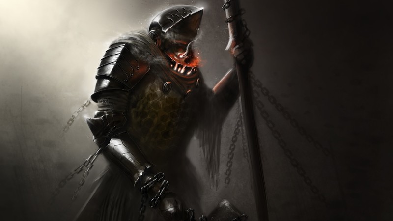 digital art, warrior, fantasy art, chains