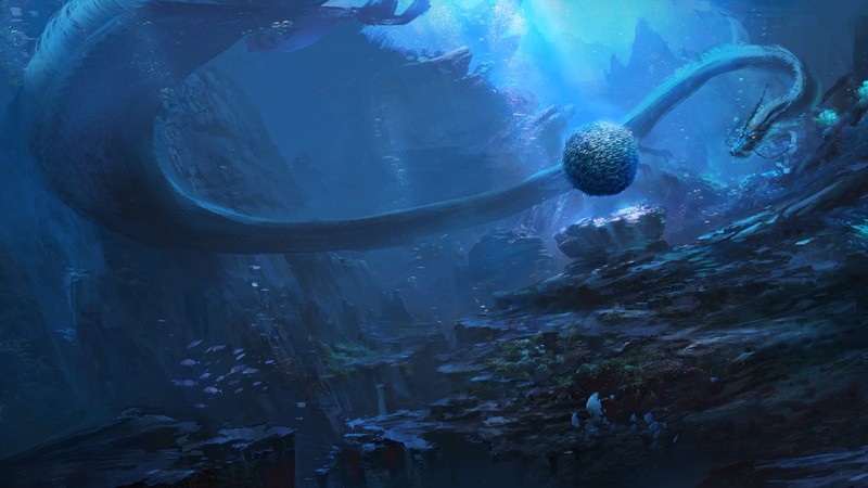 digital art, underwater, fantasy art