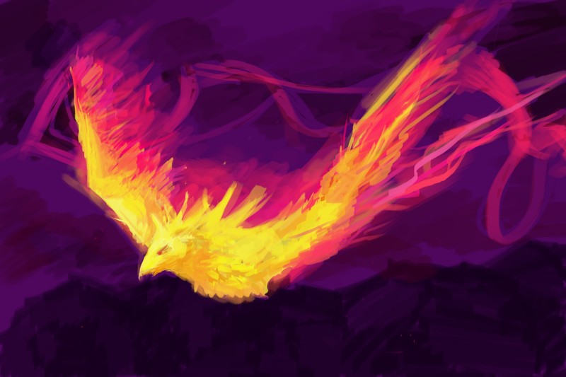 phoenix, fantasy art, colorful, creature, purple