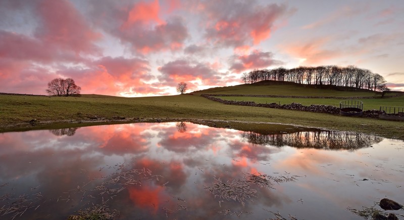 landscape, colorful, water, sky, nature, sunlight, hills