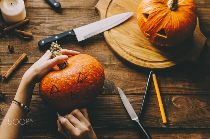 500px, Valery Bond, Halloween, pumpkin, knives