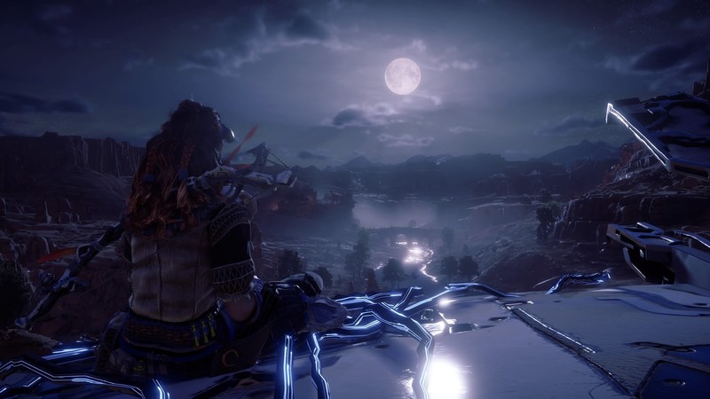 Horizon: Zero Dawn, Aloy (Horizon: Zero Dawn), screen shot, night, video games