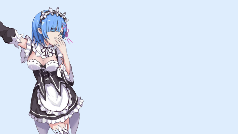 Re:Zero Kara Hajimeru Isekai Seikatsu, Rem (Re: Zero), maid outfit, anime girls, smoking