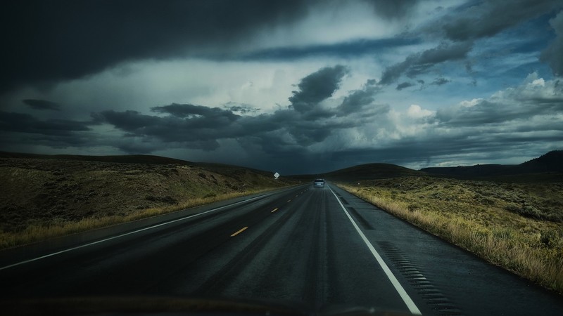 clouds, road, sky, dark, landscape, gloomy