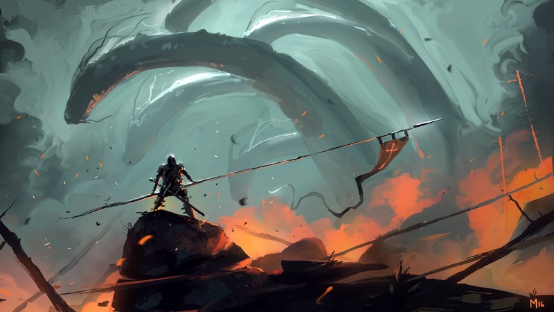 digital art, Dominik Mayer, artwork, warrior