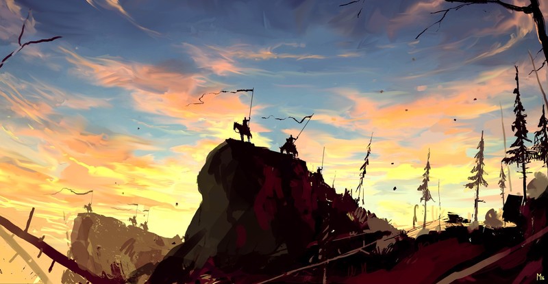 digital art, Dominik Mayer, artwork, sky, fantasy art, clouds