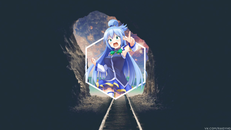 anime, anime girls, picture-in-picture, Kono Subarashii Sekai ni Shukufuku wo!, Aqua (KonoSuba)
