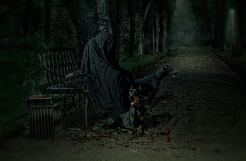 Andrey Mikhaylov, 500px, dog, dark fantasy, Grim Reaper