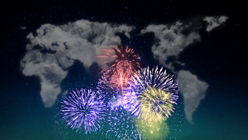 sky, stars, fireworks, night