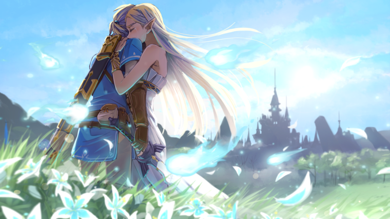 The Legend of Zelda, video games, Zelda, Link, The Legend of Zelda: Breath of the Wild, hugging