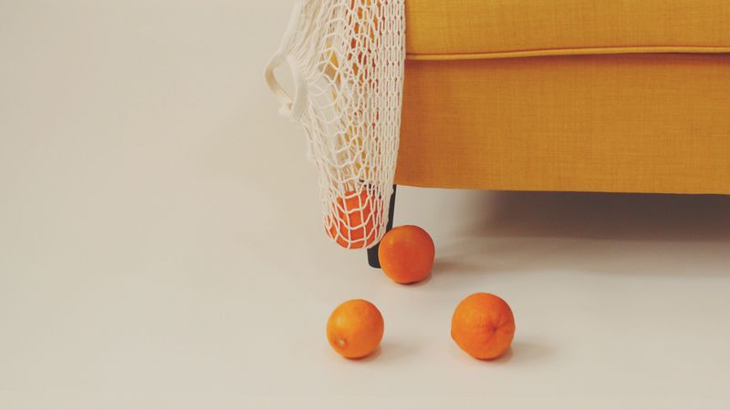 chair, oranges, fruits, interior, 4k